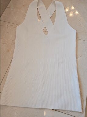 INTERMIX Jordan White Ribbed Cross-Back Tank
